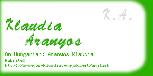 klaudia aranyos business card